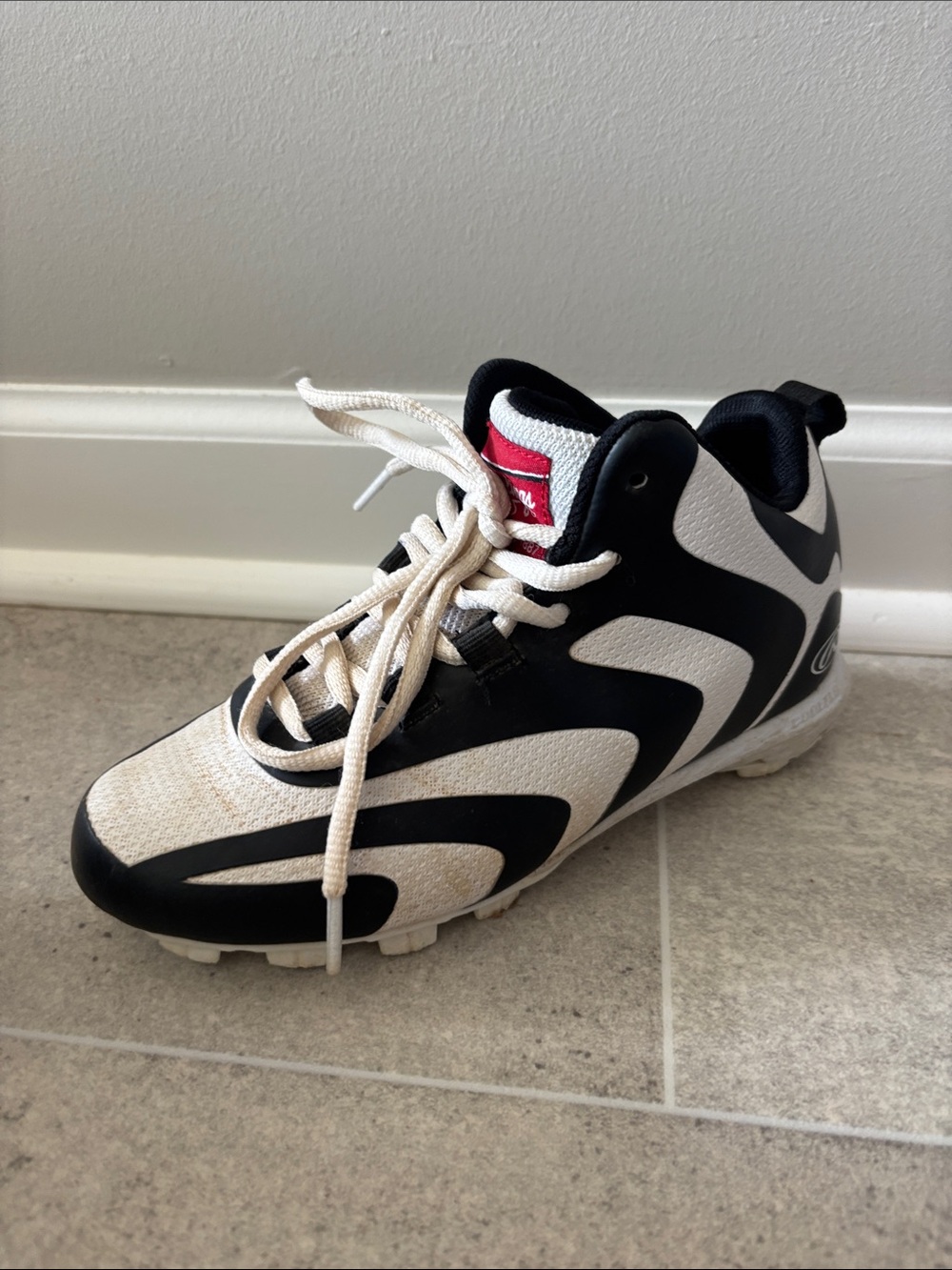 Rawlings Baseball Black, White High-Top Athletic Cleats